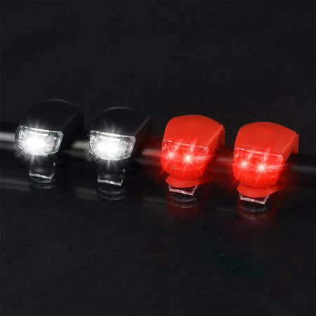 Bicycle Clip Light 4 Pcs LED Silicone Mountain Bike Front Rear Lights Push Cycle